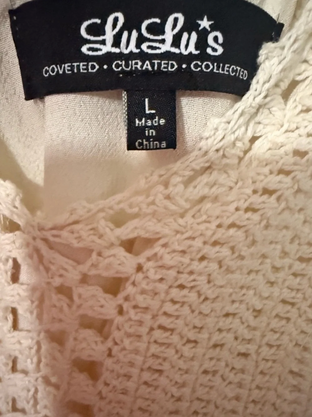 Lulu's Cream Maxi Dress with Crochet Bodice - Picture 8 of 9